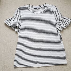 English Factory Striped Ruffle Sleeve Short Sleeve Top szM